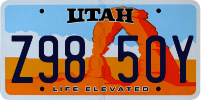 UT license plate Z985OY