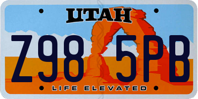 UT license plate Z985PB