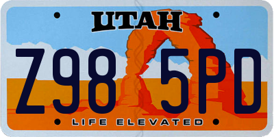 UT license plate Z985PD