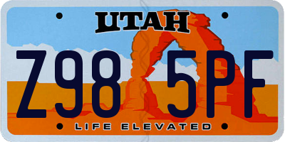 UT license plate Z985PF