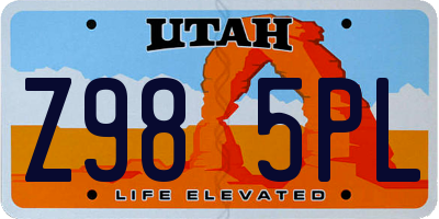 UT license plate Z985PL