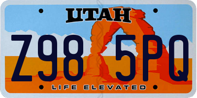 UT license plate Z985PQ