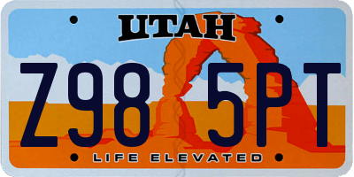 UT license plate Z985PT