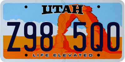 UT license plate Z985QO