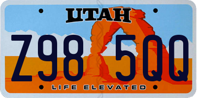 UT license plate Z985QQ