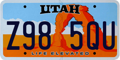 UT license plate Z985QU
