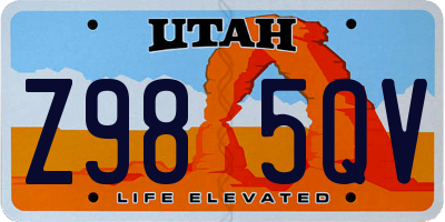 UT license plate Z985QV