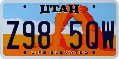 UT license plate Z985QW