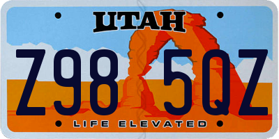 UT license plate Z985QZ