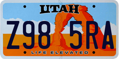 UT license plate Z985RA