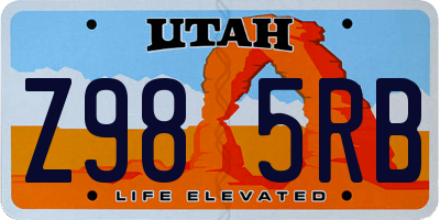 UT license plate Z985RB