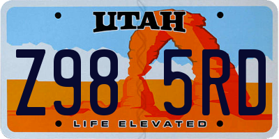 UT license plate Z985RD