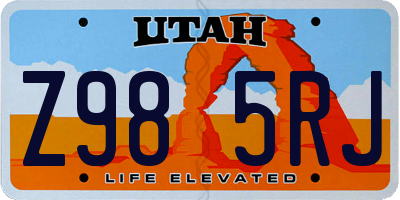 UT license plate Z985RJ