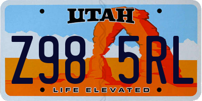 UT license plate Z985RL