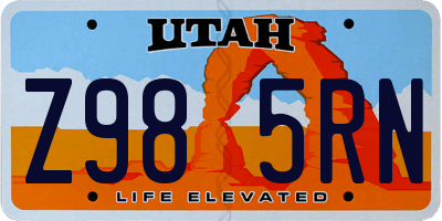 UT license plate Z985RN