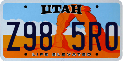 UT license plate Z985RO