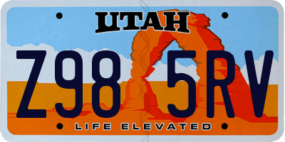 UT license plate Z985RV
