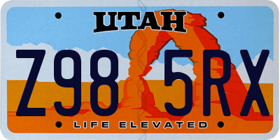 UT license plate Z985RX