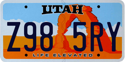 UT license plate Z985RY