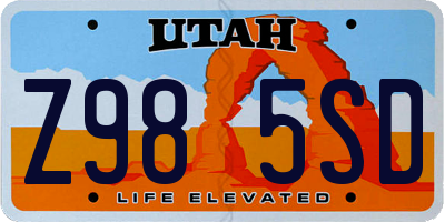 UT license plate Z985SD