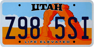 UT license plate Z985SI