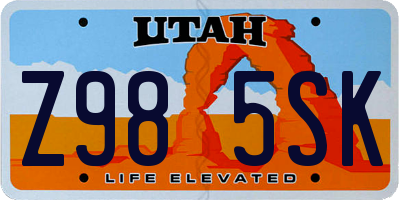 UT license plate Z985SK