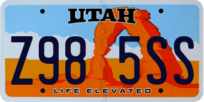 UT license plate Z985SS