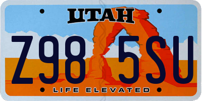 UT license plate Z985SU