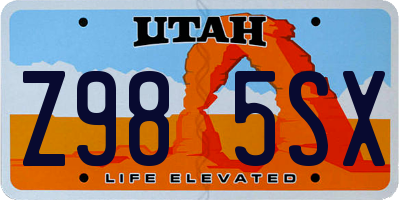 UT license plate Z985SX