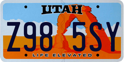 UT license plate Z985SY