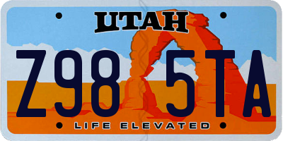 UT license plate Z985TA