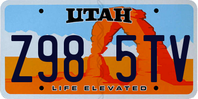 UT license plate Z985TV
