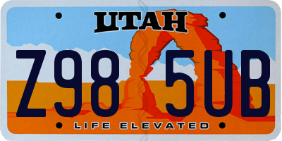 UT license plate Z985UB