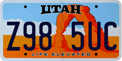 UT license plate Z985UC
