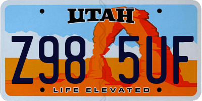 UT license plate Z985UF