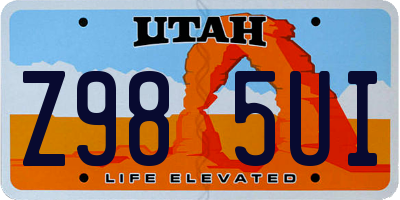 UT license plate Z985UI