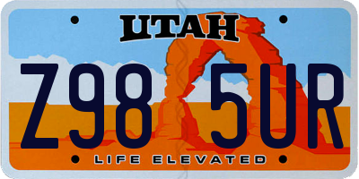 UT license plate Z985UR
