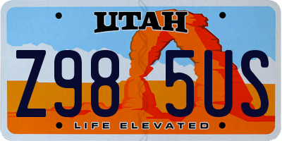 UT license plate Z985US