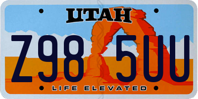 UT license plate Z985UU