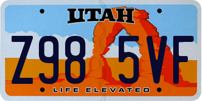 UT license plate Z985VF
