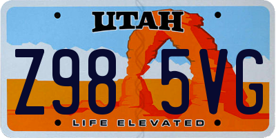 UT license plate Z985VG