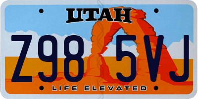 UT license plate Z985VJ
