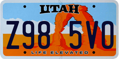UT license plate Z985VO