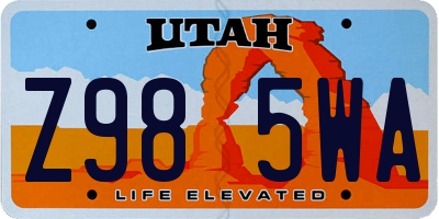 UT license plate Z985WA