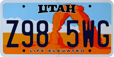 UT license plate Z985WG