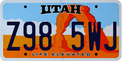 UT license plate Z985WJ