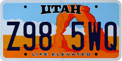 UT license plate Z985WQ