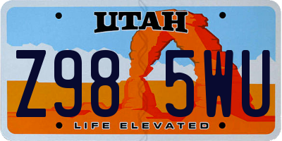 UT license plate Z985WU