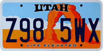 UT license plate Z985WX