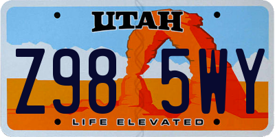 UT license plate Z985WY